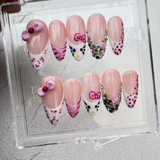 Pink Cute Handmade Press on nails - Summer Nails