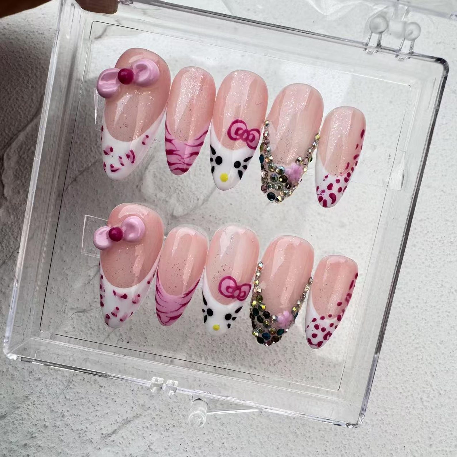 Pink Cute Handmade Press on nails - Summer Nails