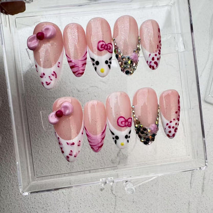 Pink Cute Handmade Press on nails - Summer Nails