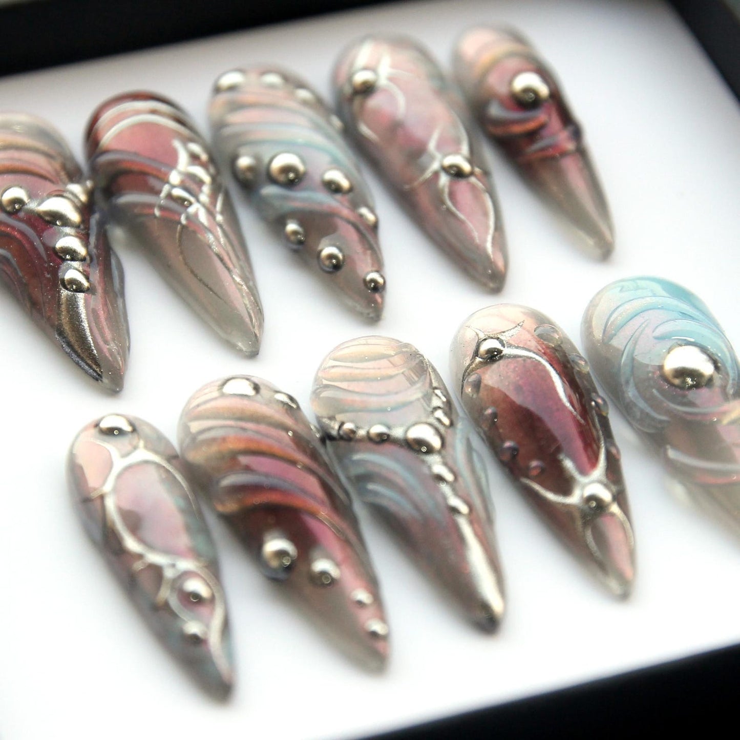 Reusable Aurora Handmade Press on nails - Summer Nails