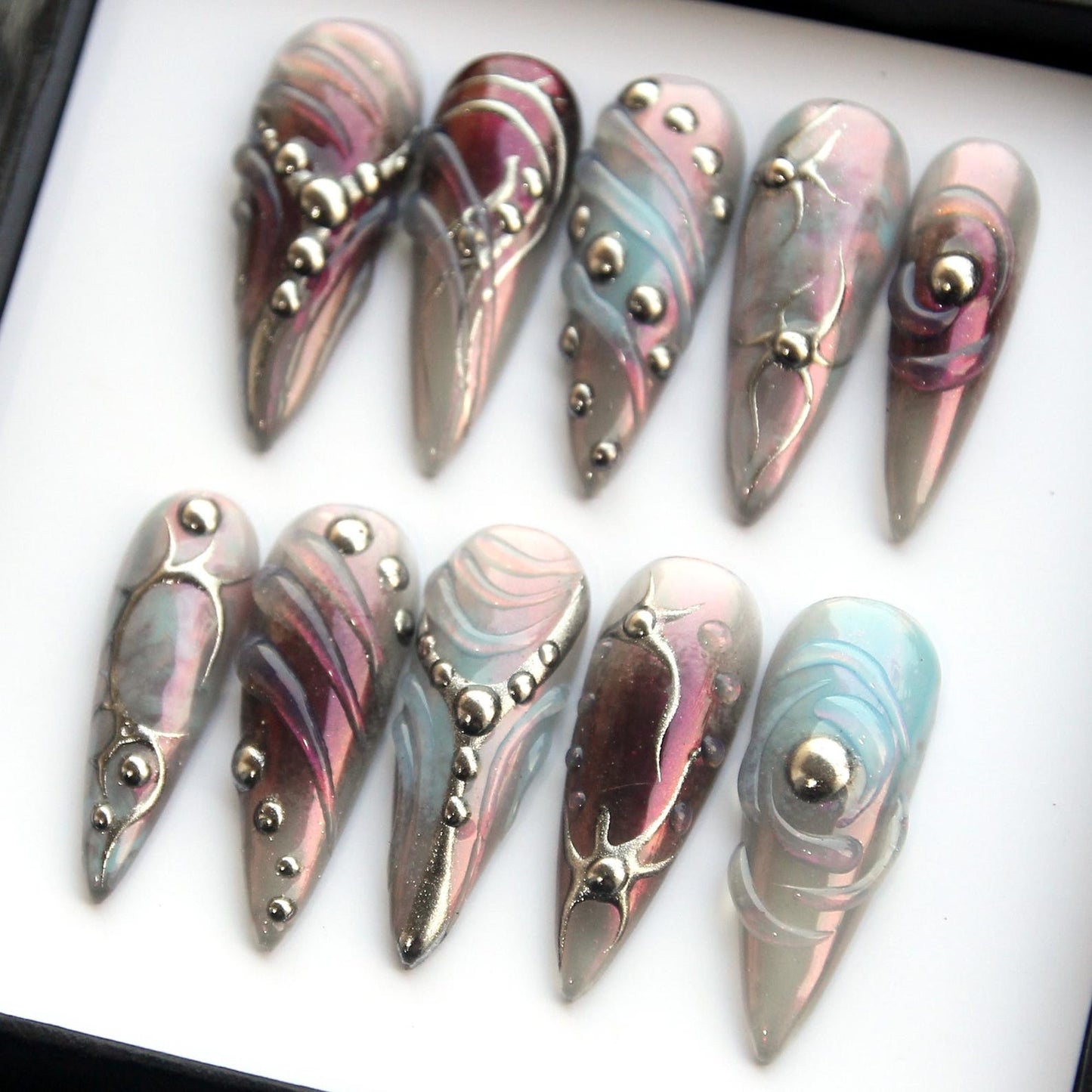 Reusable Aurora Handmade Press on nails - Summer Nails