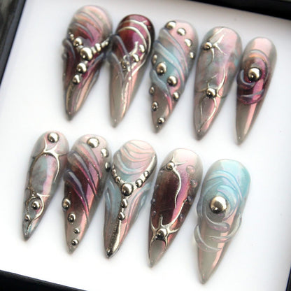 Reusable Aurora Handmade Press on nails - Summer Nails