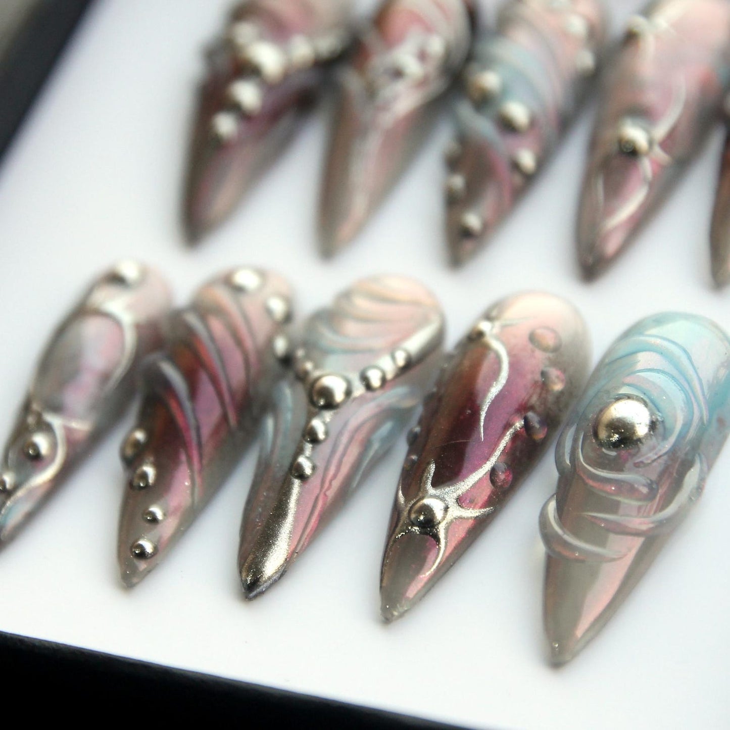 Reusable Aurora Handmade Press on nails - Summer Nails