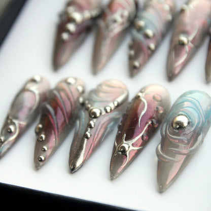 Reusable Aurora Handmade Press on nails - Summer Nails