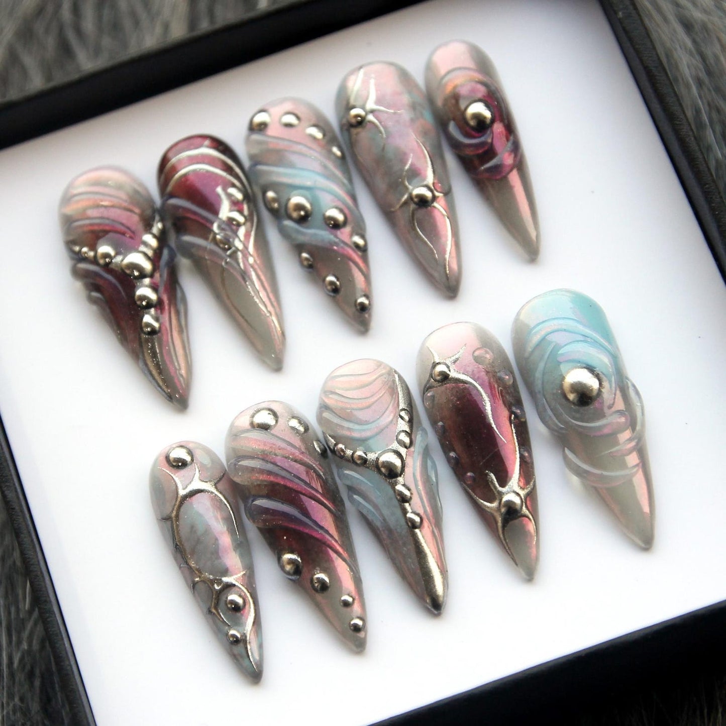 Reusable Aurora Handmade Press on nails - Summer Nails