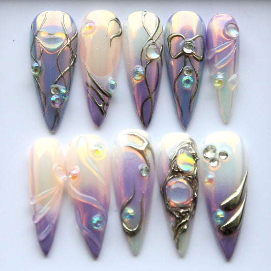 Slay Purple Ice Handmade Press on nails - Summer Nails