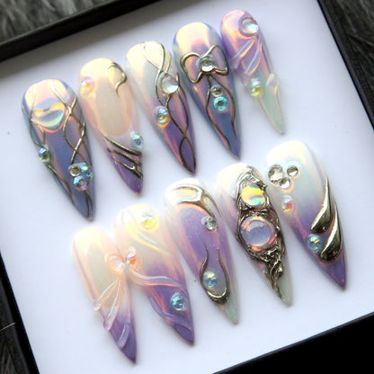 Slay Purple Ice Handmade Press on nails - Summer Nails