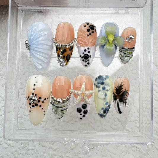 Starfish Summer Handmade Press on nails