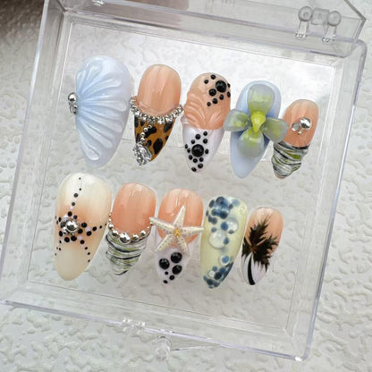 Starfish Summer Handmade Press on nails