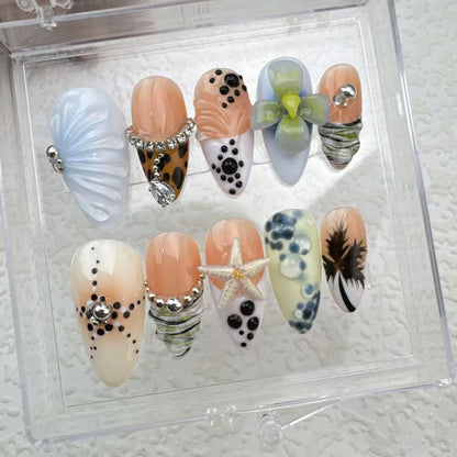 Starfish Summer Handmade Press on nails