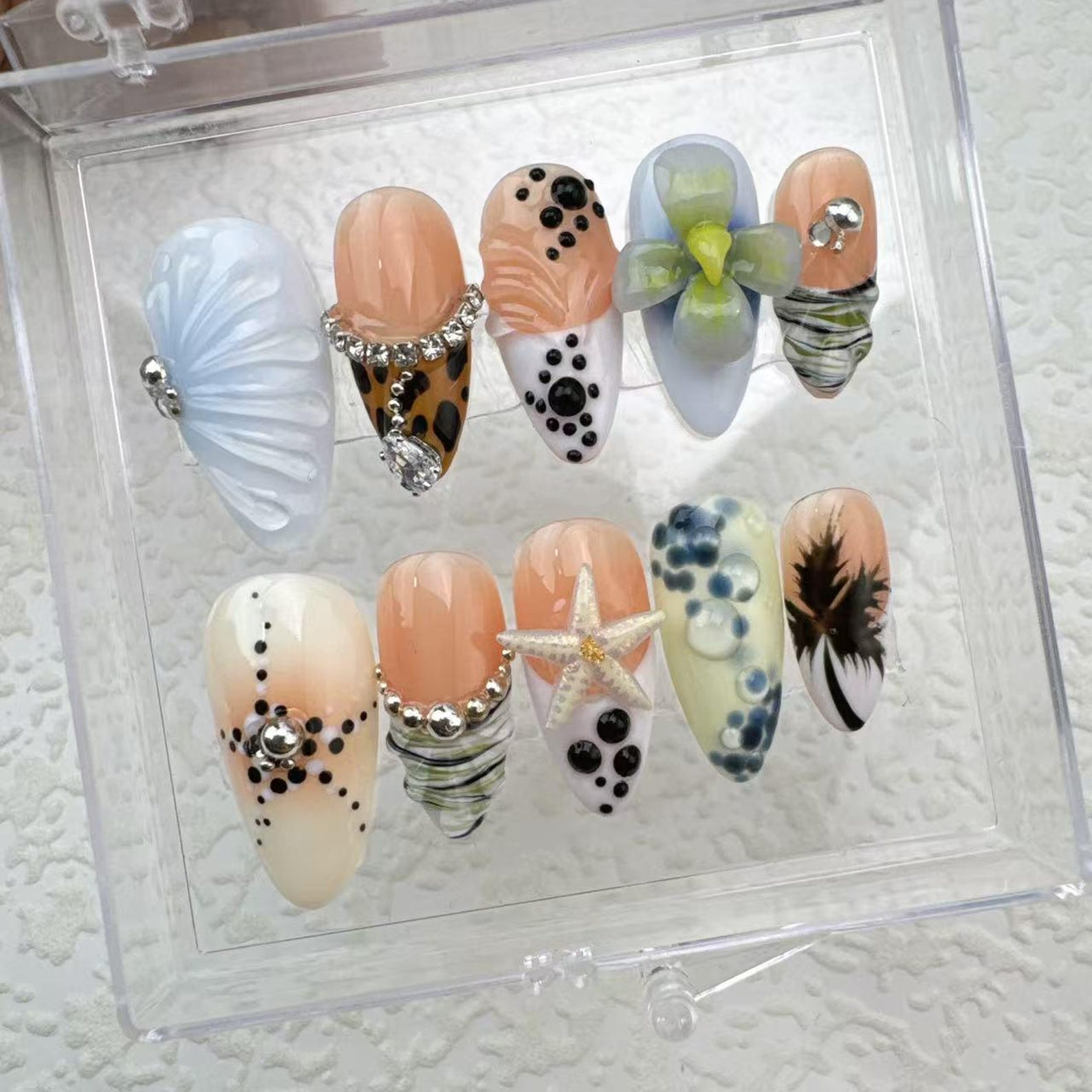 Starfish Summer Handmade Press on nails