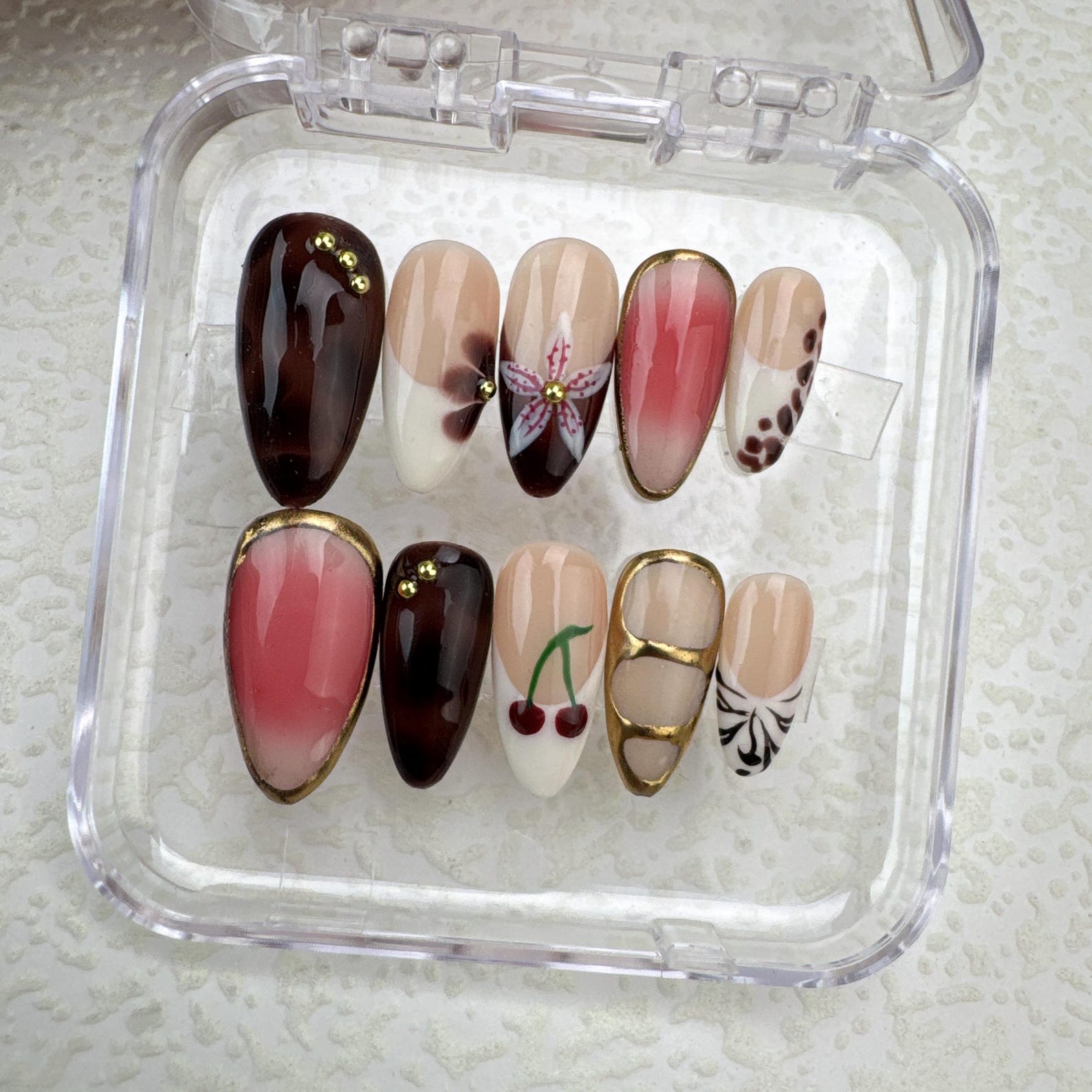 Summer Tropical Style 14 Handmade Press on nails 