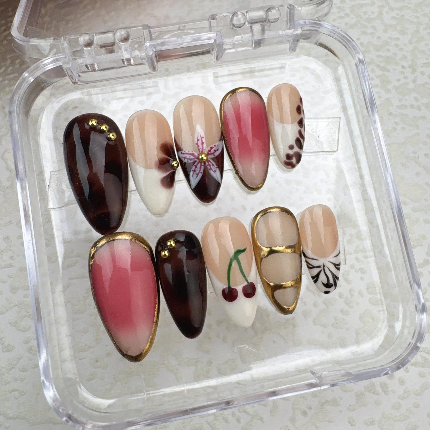 Summer Tropical Style 14 Handmade Press on nails 