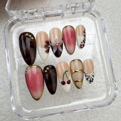 Summer Tropical Style 14 Handmade Press on nails 