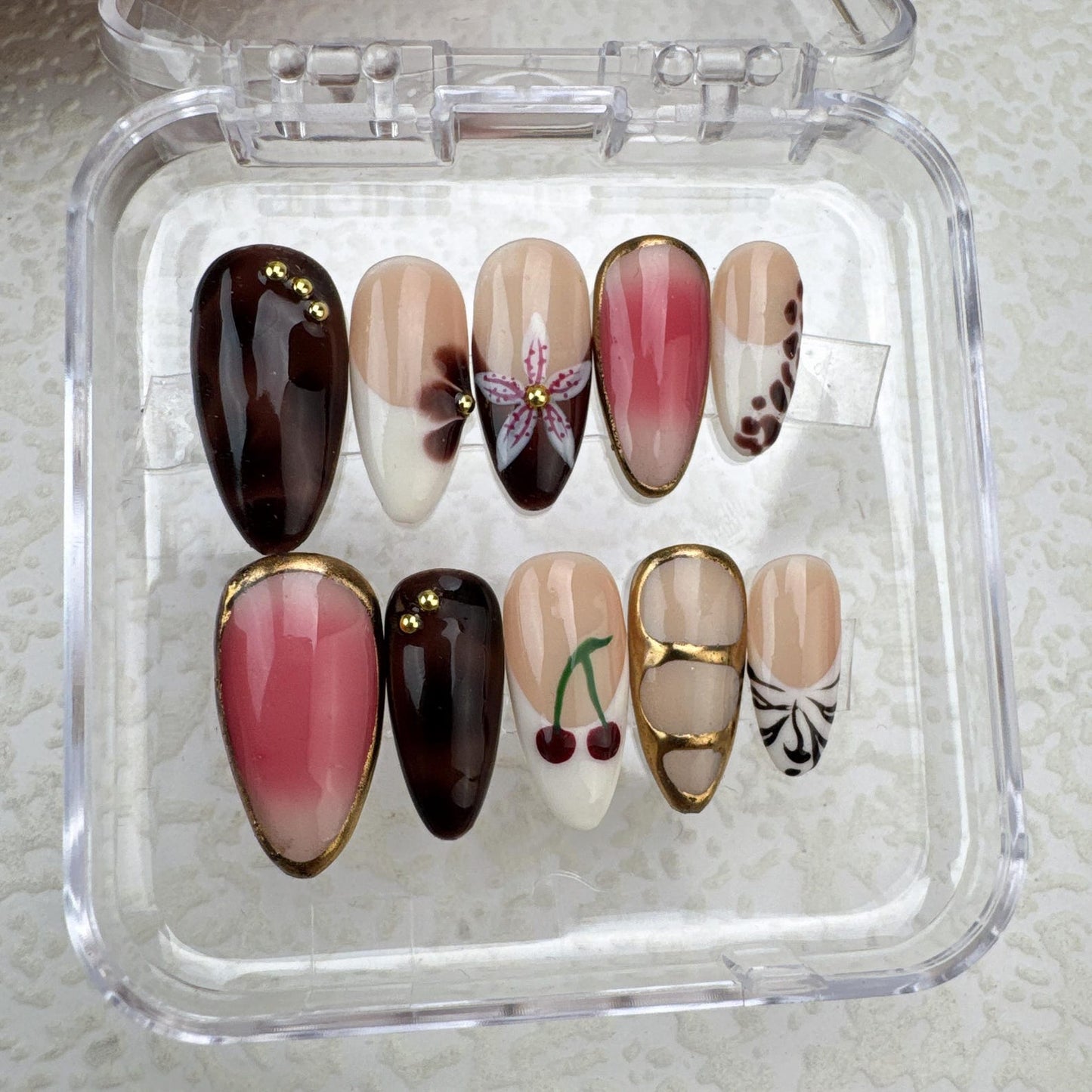Summer Tropical Style 14 Handmade Press on nails 