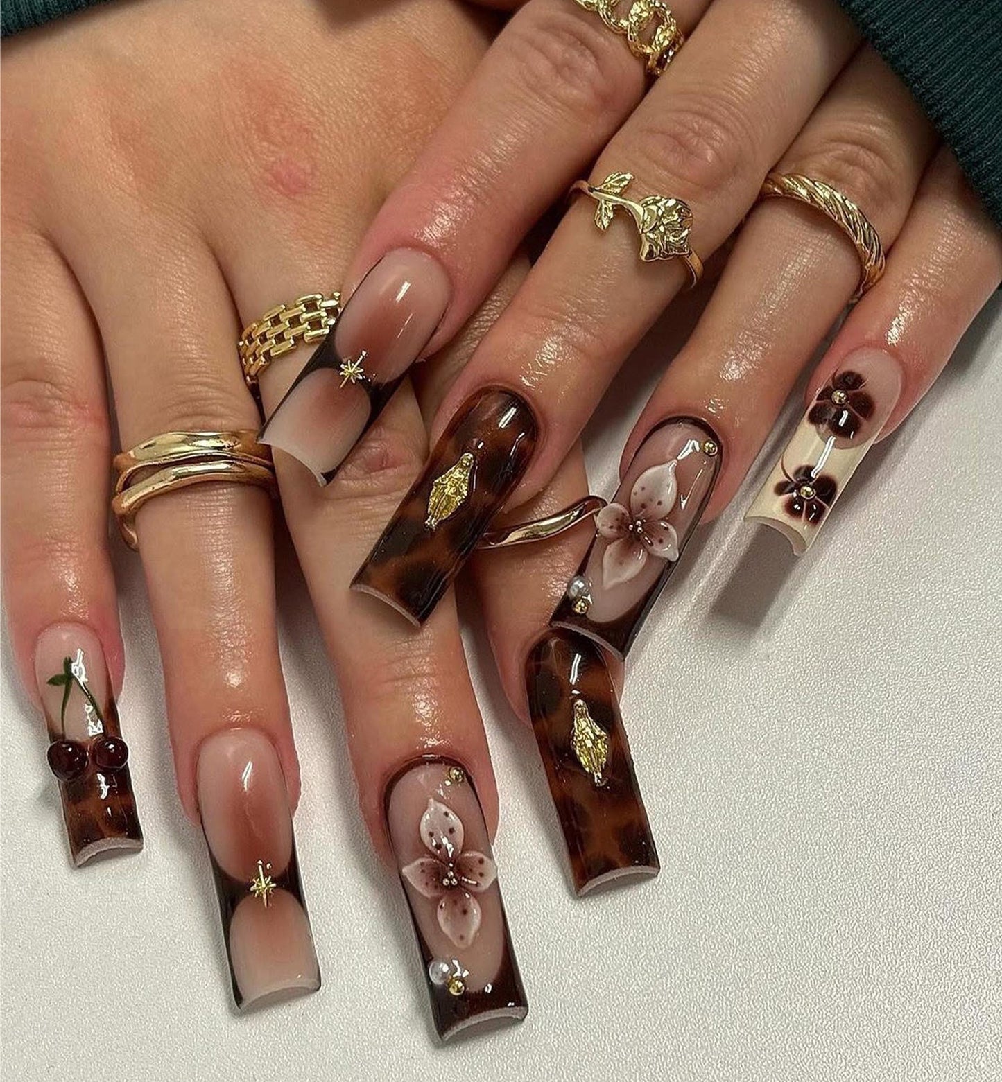 Tortoiseshell Handmade Press on nails
