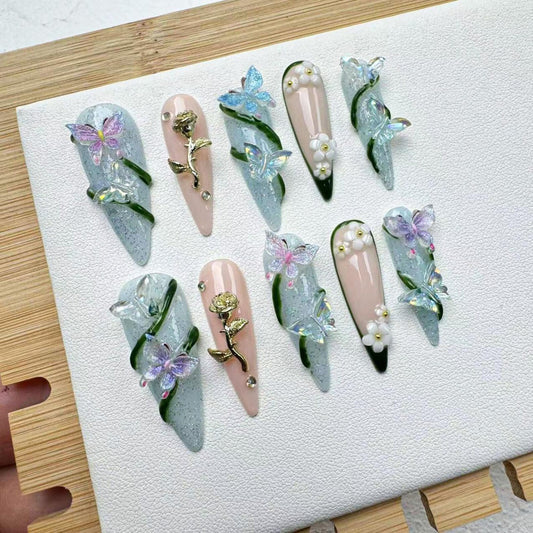 Tropical Flowers Handmade Press on nails