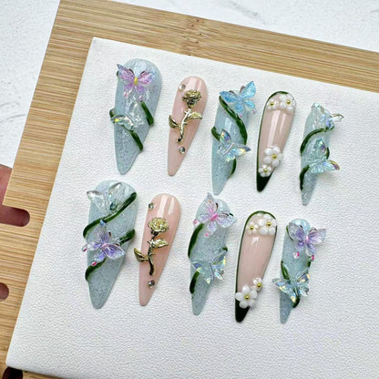Tropical Flowers Handmade Press on nails