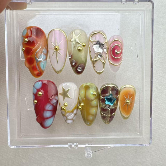 Tropical Handmade Press on nails - Summer Nails