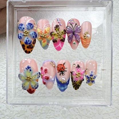 Tropical Love Flower Press on nails - Summer Nails