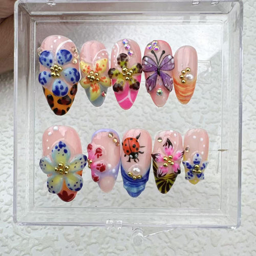 Tropical Love Flower Press on nails - Summer Nails