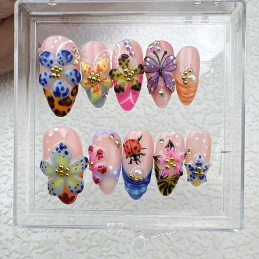 Tropical Love Flower Press on nails - Summer Nails