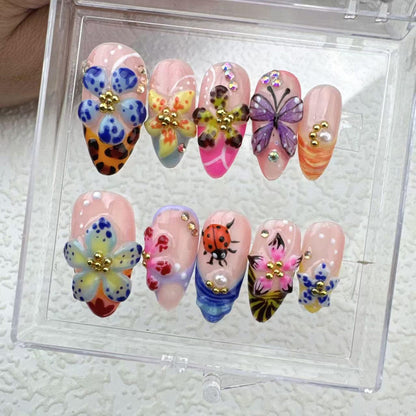 Tropical Love Flower Press on nails - Summer Nails