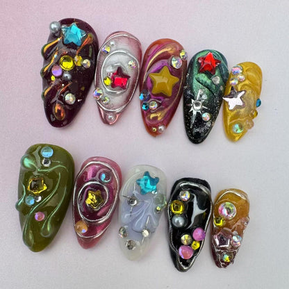 Tropical Style 5 Handmade Press on nails - Summer Nails