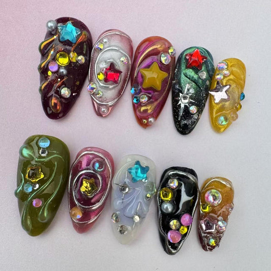 Tropical Style 5 Handmade Press on nails - Summer Nails