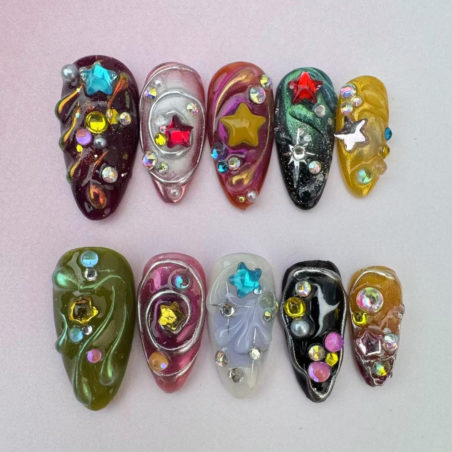 Tropical Style 5 Handmade Press on nails - Summer Nails
