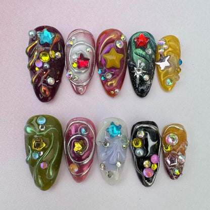 Tropical Style 5 Handmade Press on nails - Summer Nails