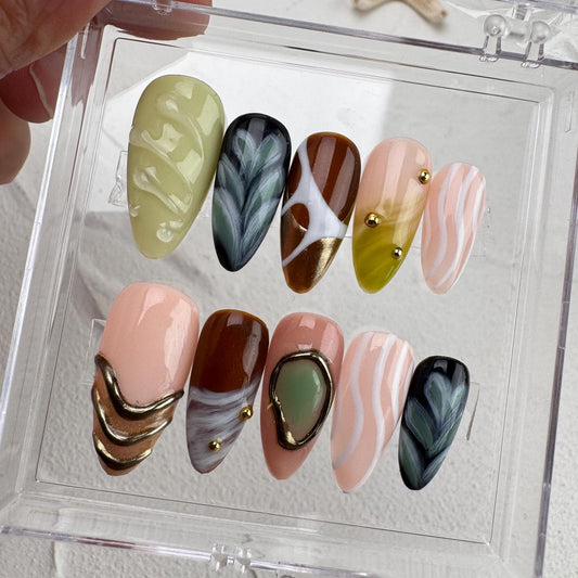 Tropical Style Handmade Press on nails - Summer Nails