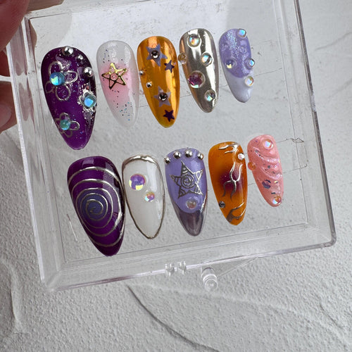 Tropical style 11 Handmade Press on nails