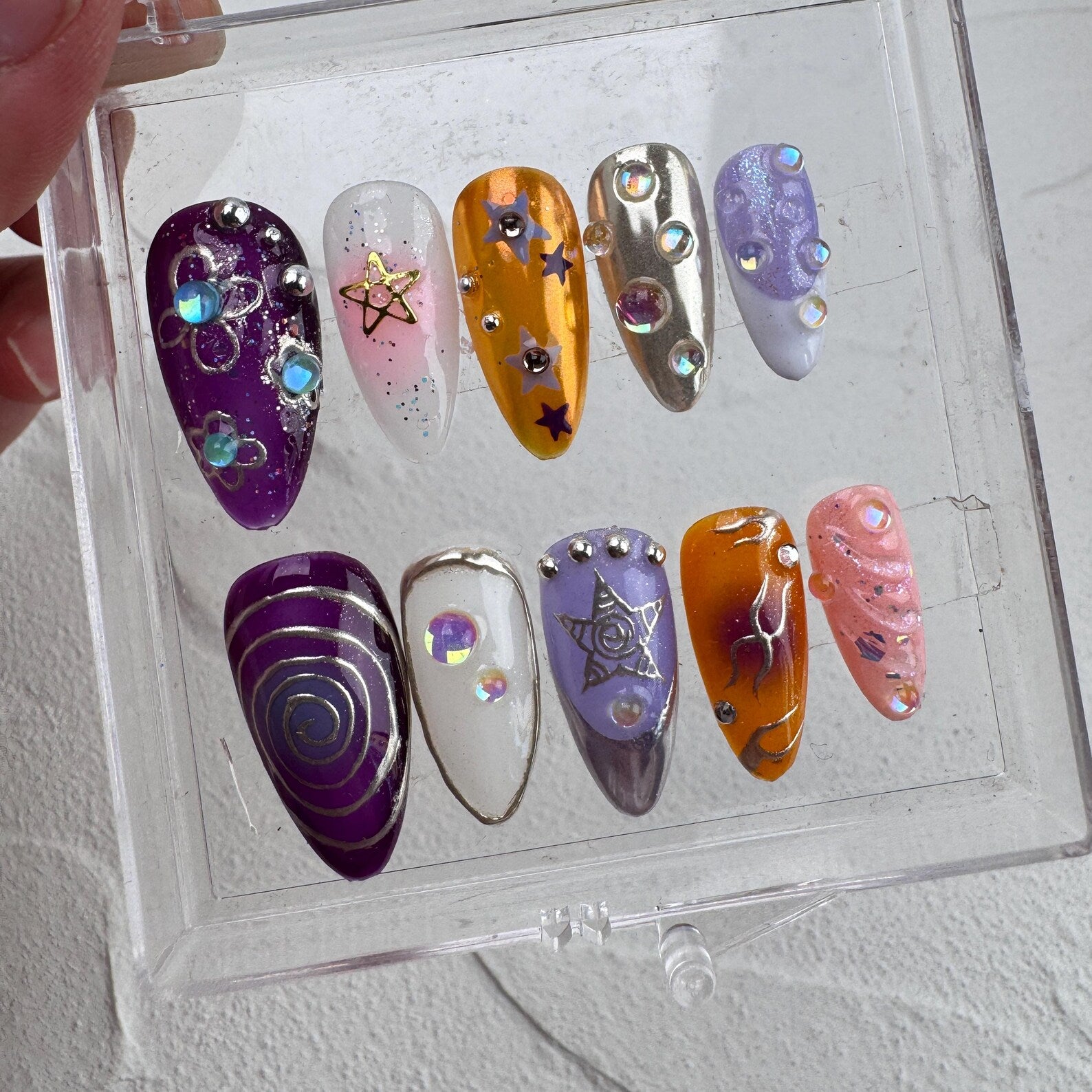 Tropical style 11 Handmade Press on nails