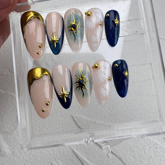 Tropical style 12 Handmade Press on nails 