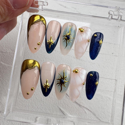 Tropical style 12 Handmade Press on nails 