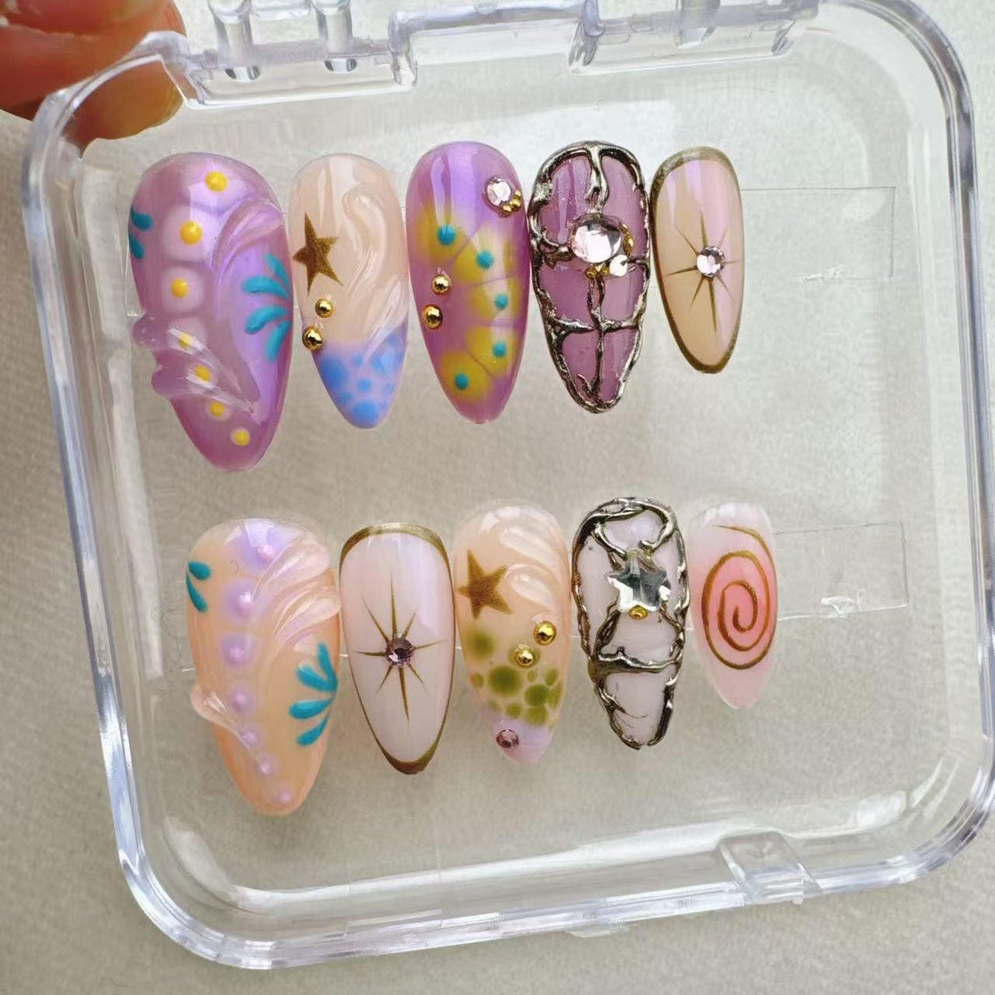 Tropical style 5 Handmade Press on nails - Summer Nails