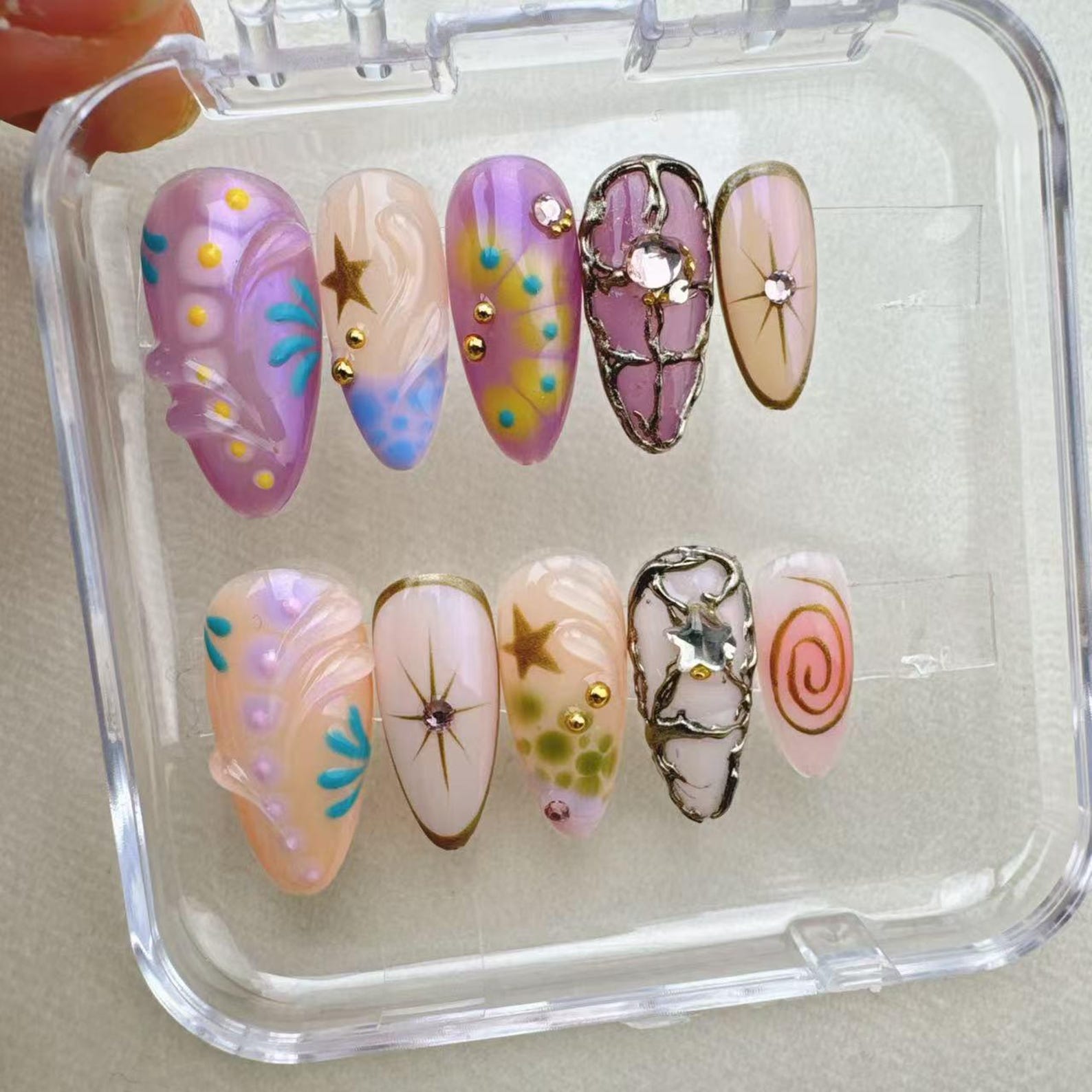 Tropical style 5 Handmade Press on nails - Summer Nails