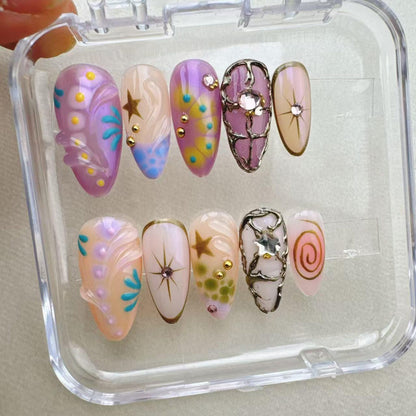 Tropical style 5 Handmade Press on nails - Summer Nails