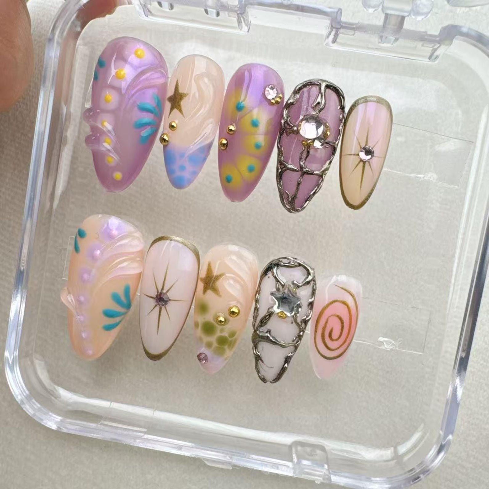 Tropical style 5 Handmade Press on nails - Summer Nails