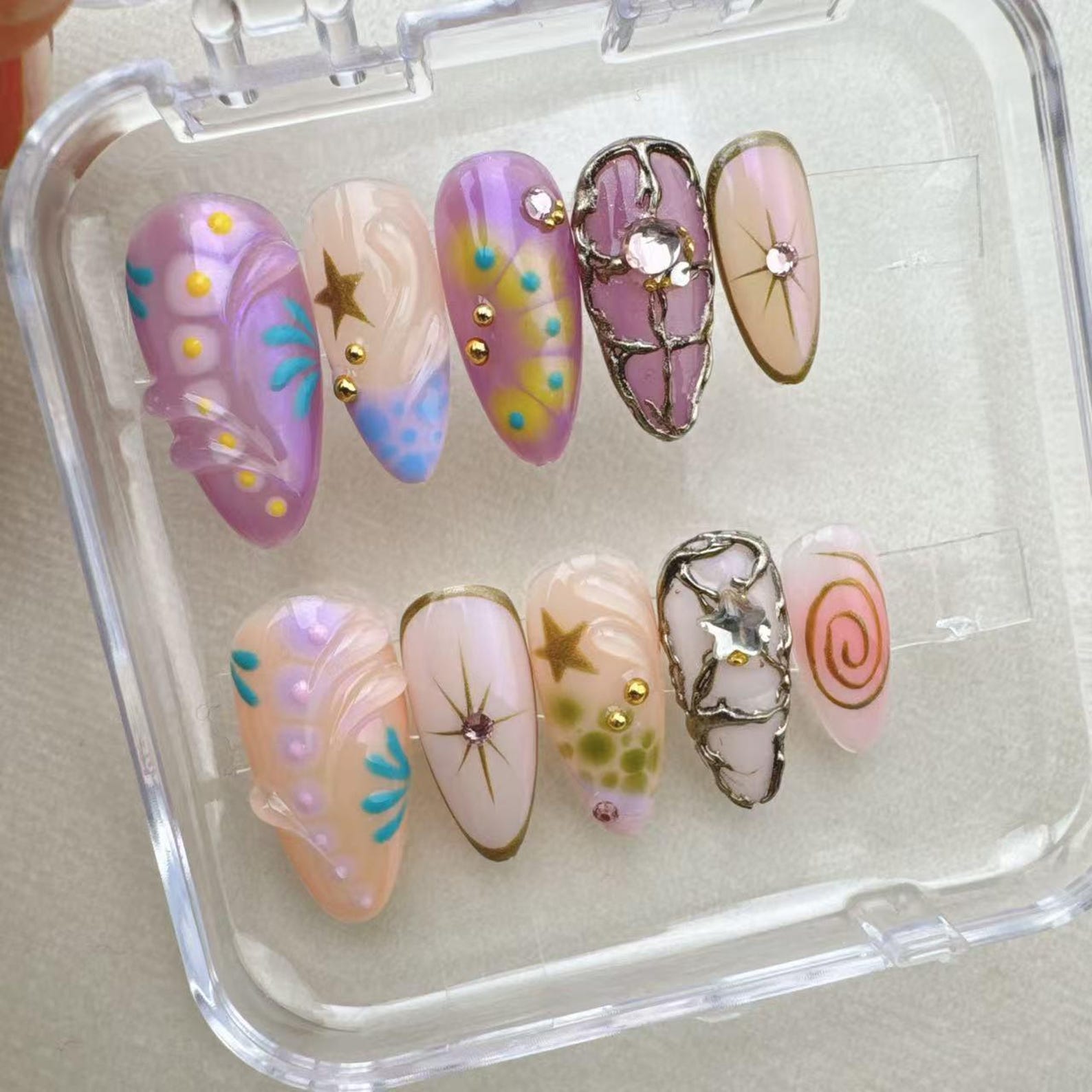 Tropical style 5 Handmade Press on nails - Summer Nails