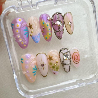 Tropical style 5 Handmade Press on nails - Summer Nails
