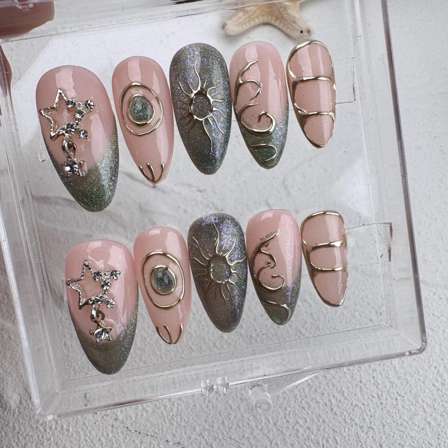 Tropical style 6 Handmade Press on nails - Summer Nails