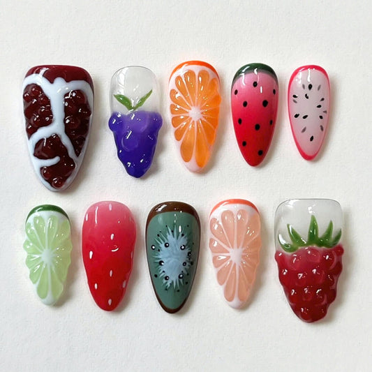 Vibrant Summer Handmade Press on nails - Summer Nails