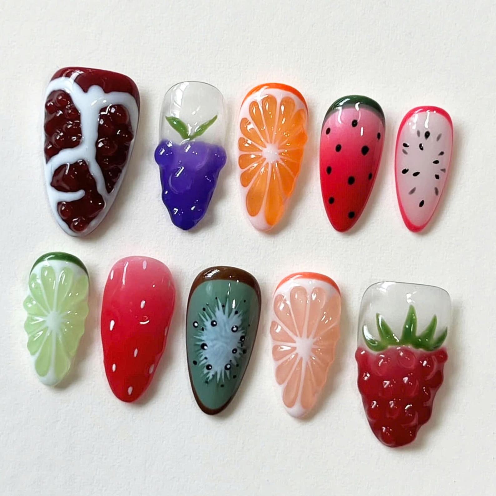 Vibrant Summer Handmade Press on nails - Summer Nails