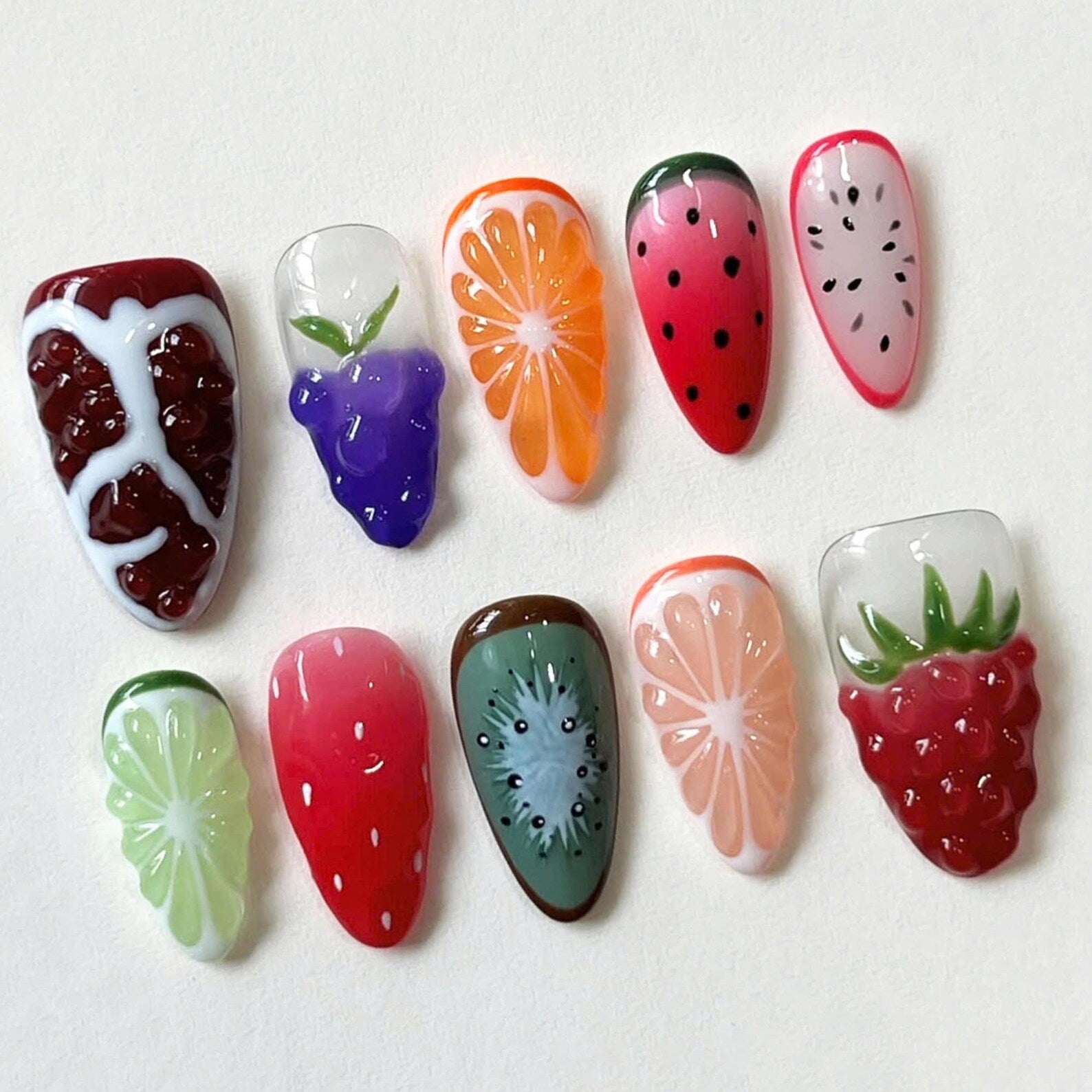 Vibrant Summer Handmade Press on nails - Summer Nails