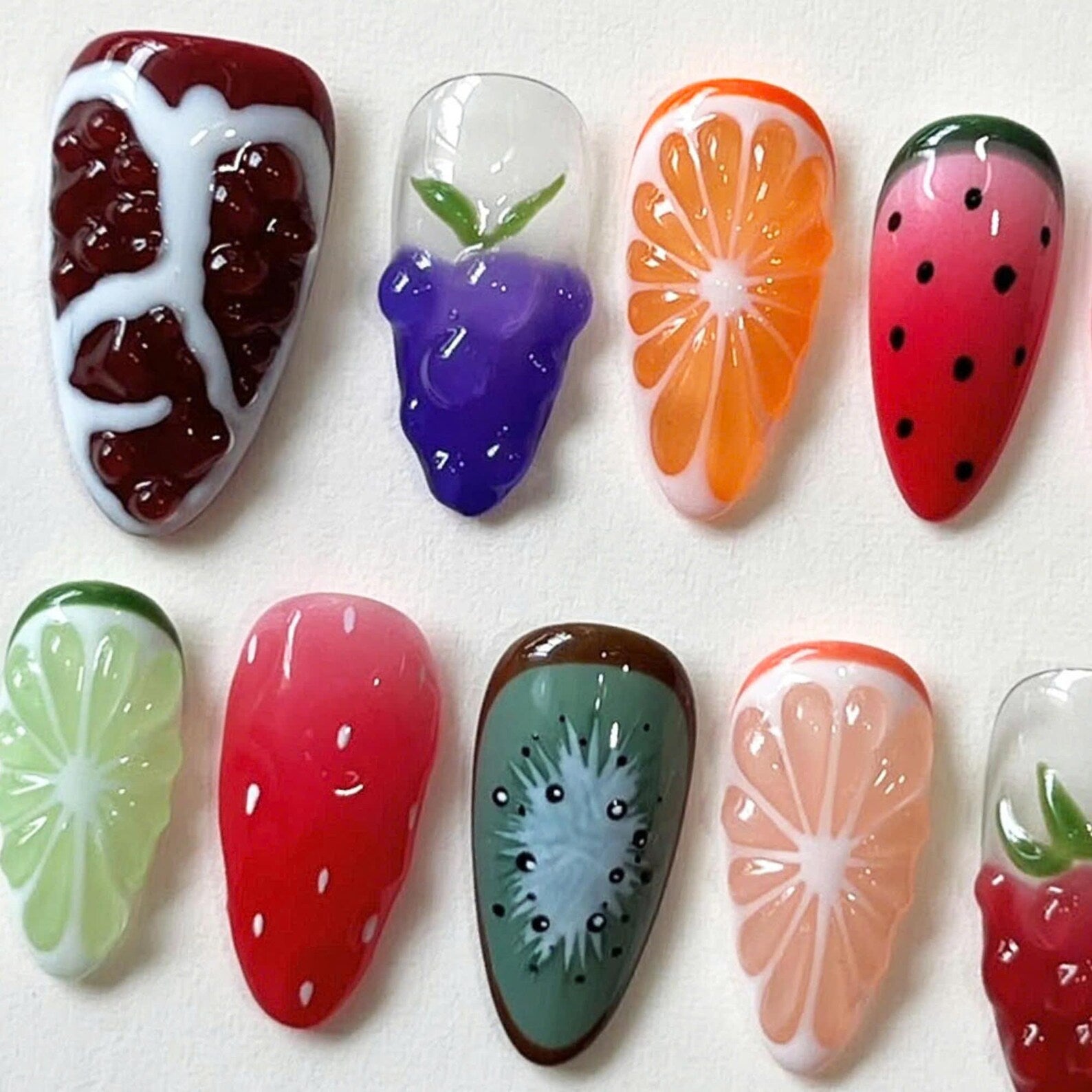 Vibrant Summer Handmade Press on nails - Summer Nails