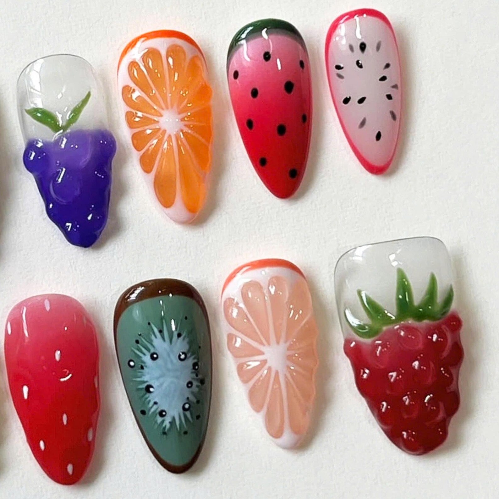 Vibrant Summer Handmade Press on nails - Summer Nails