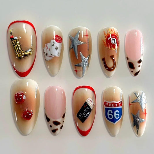 Western Cowboy Handmade Press on nails - Summer Nails