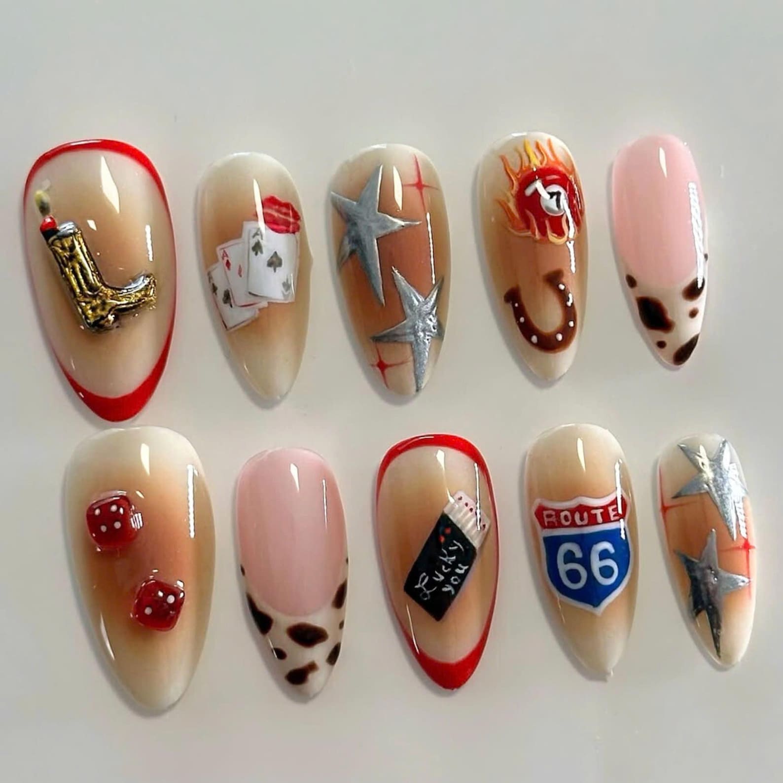 Western Cowboy Handmade Press on nails - Summer Nails